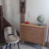 Chest of drawers with compass feet in raw wood