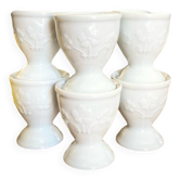 Six coquetiers "Trèfles" en porcelaine - 1970.