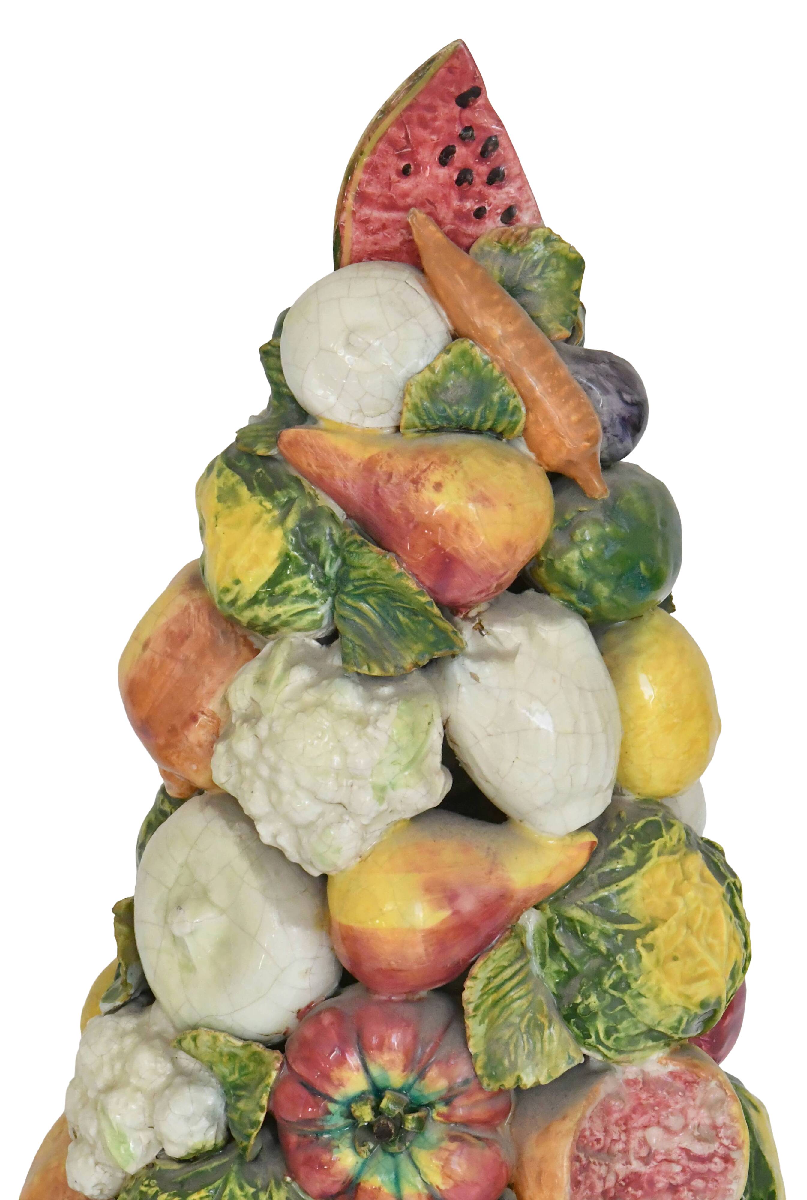 Pair of important majolica ceramic centrepieces from Italy.