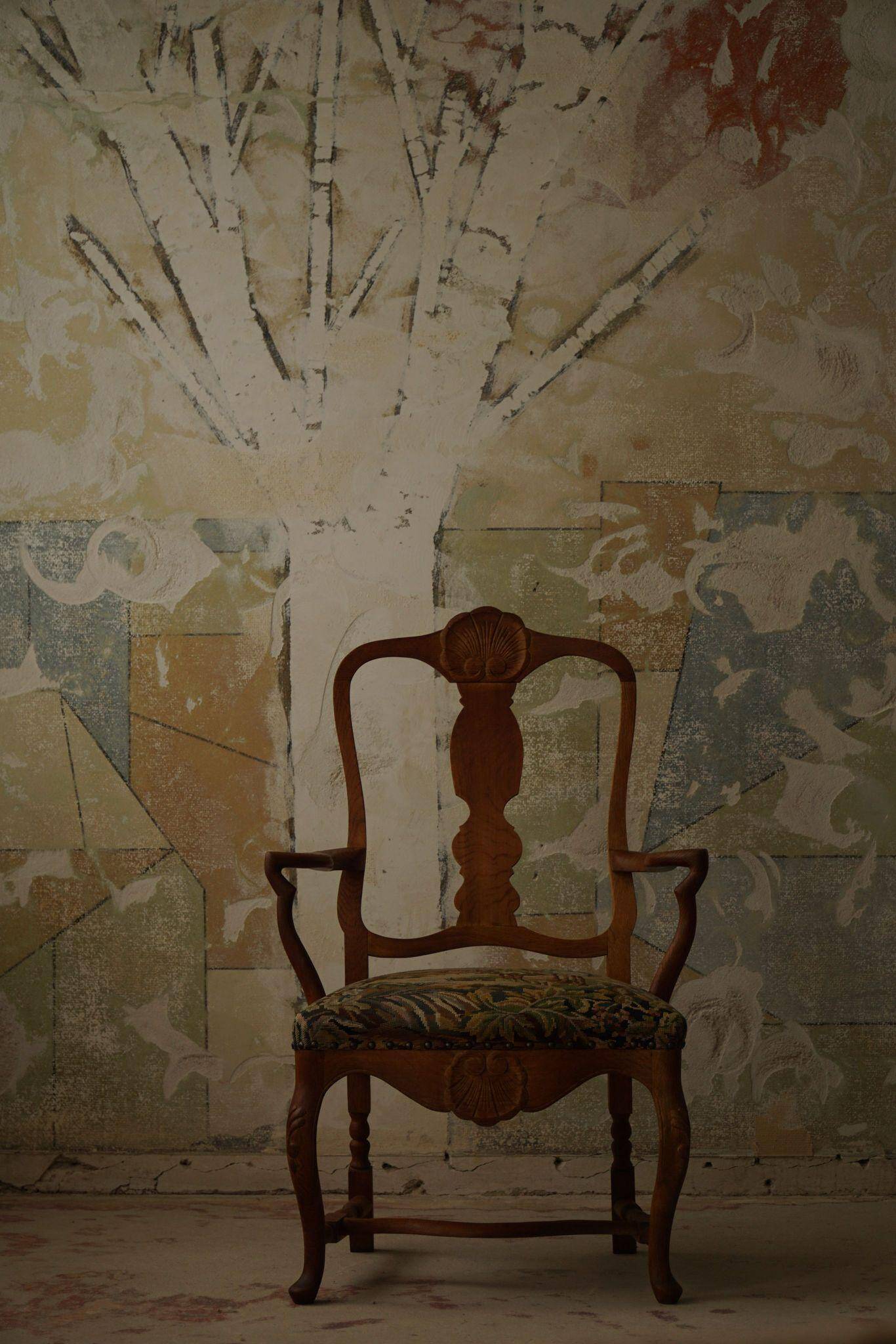 Classic Baroque style armchair in oak, made by a Danish cabinetmaker, 1930s.