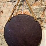 Witch mirror porthole style in gilded wood, diameter 44 cm.