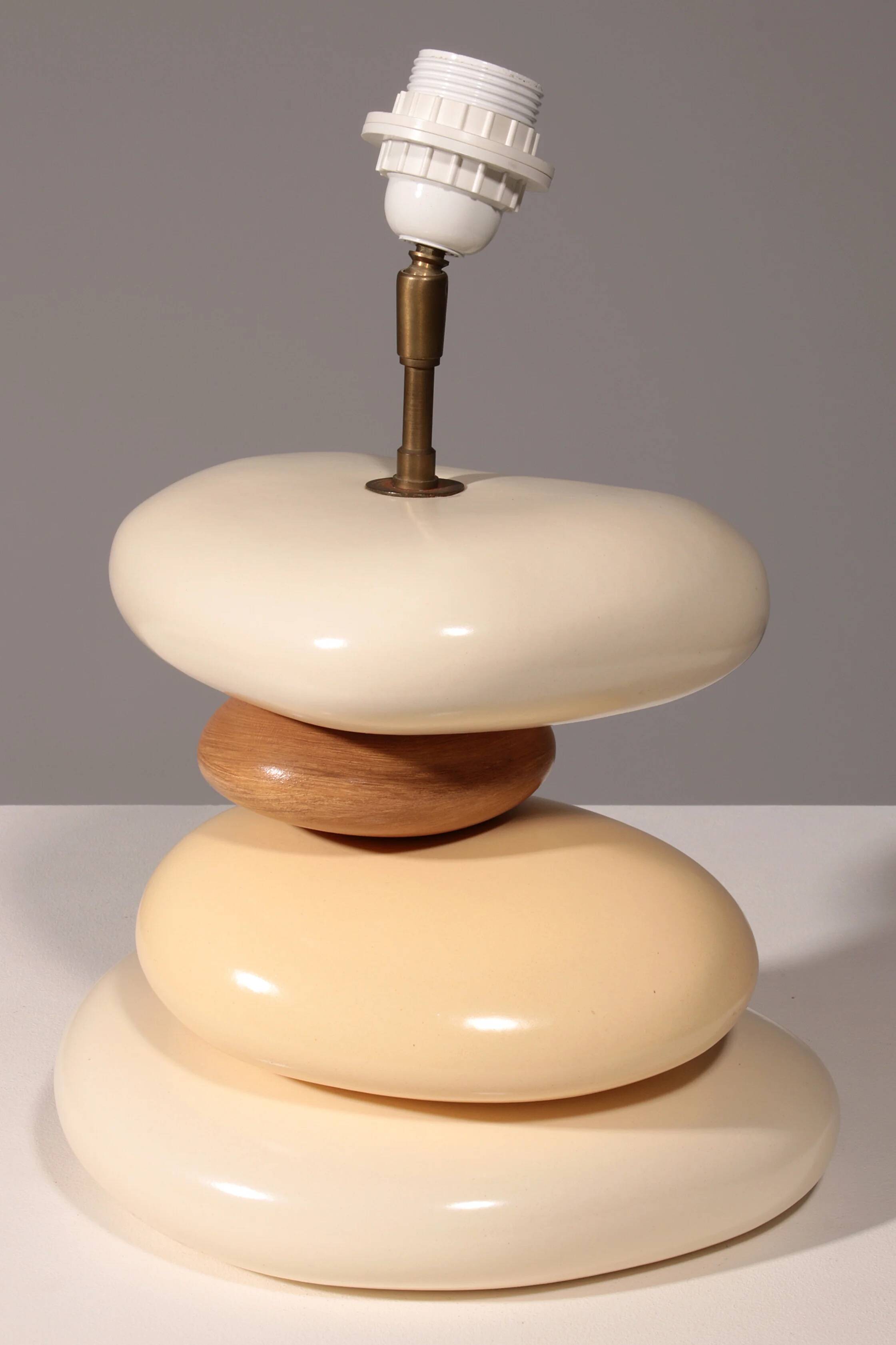 France pebble table lamp by François Chatain, 1980s