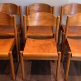 Suite of 6 stackable fir chairs