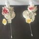 Set von 2 Shabby Chic Wandlampen Tole Schmiedeeisen Porzellan Rosen Blumen
