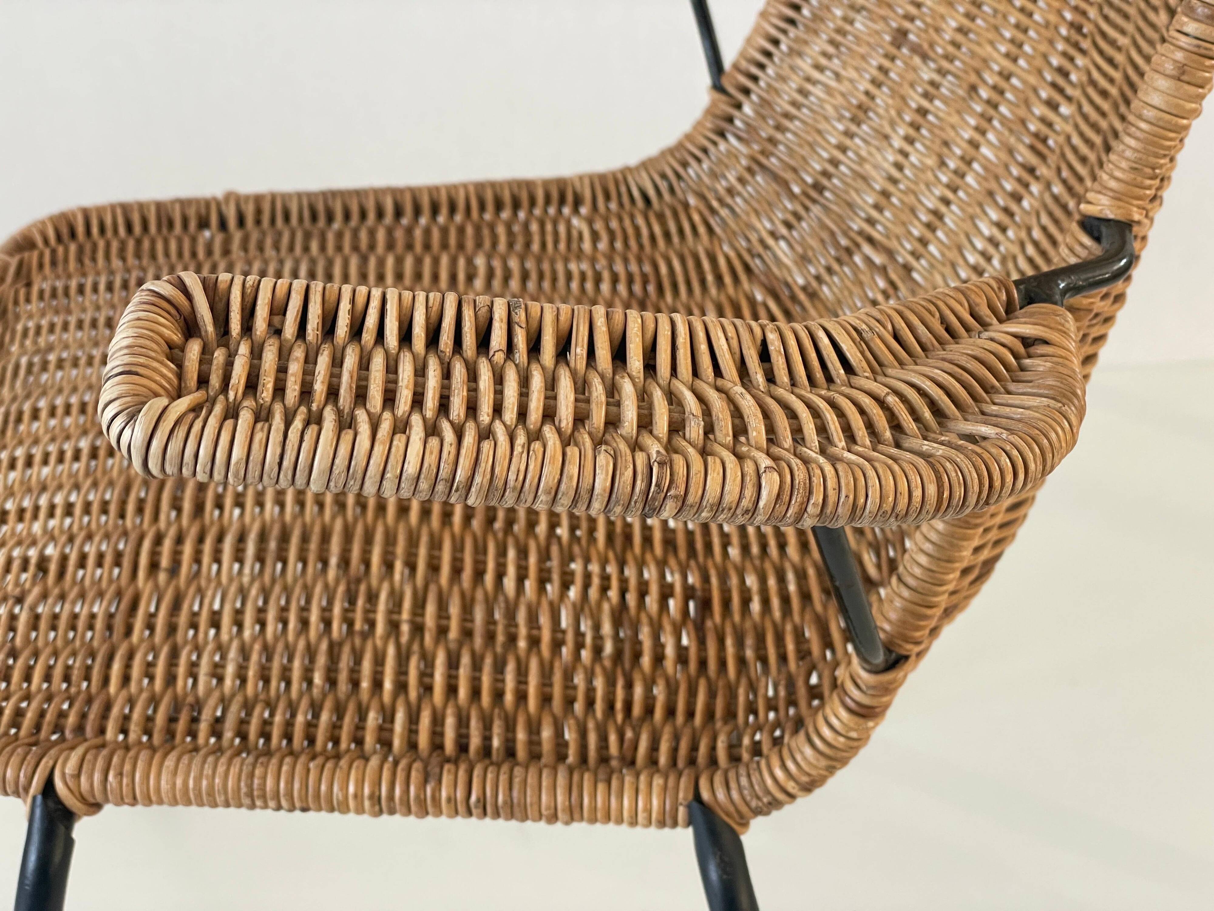 Wicker armchair and footrest, Germany, 1960s