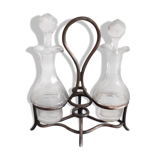 Vinegar oiler glass bottles support silver metal