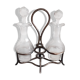 Vinegar oiler glass bottles support silver metal