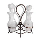 Vinegar oiler glass bottles support silver metal