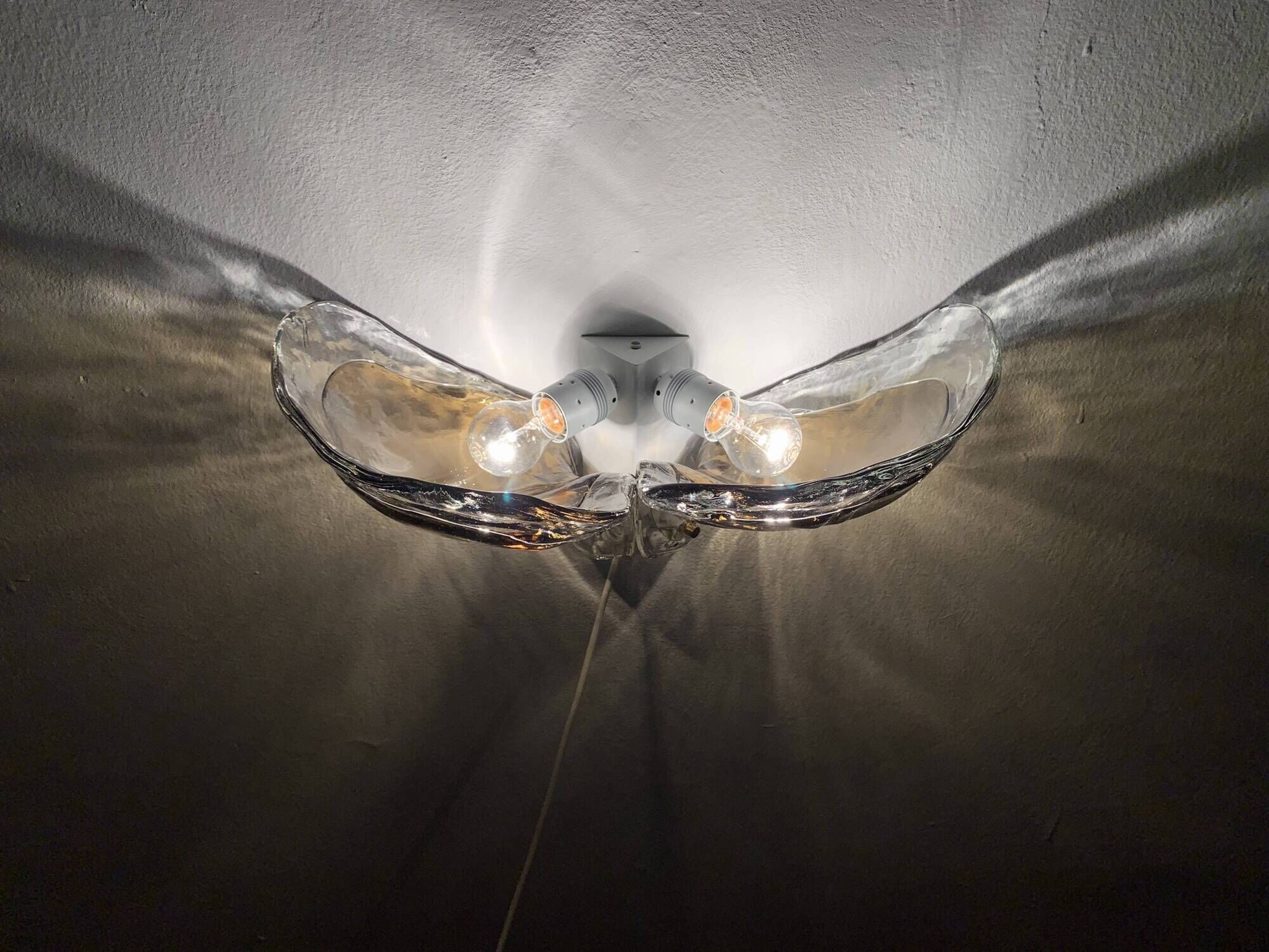 Set of 2 Smoked Glass Wall Lamps by J.T. Kalmar
