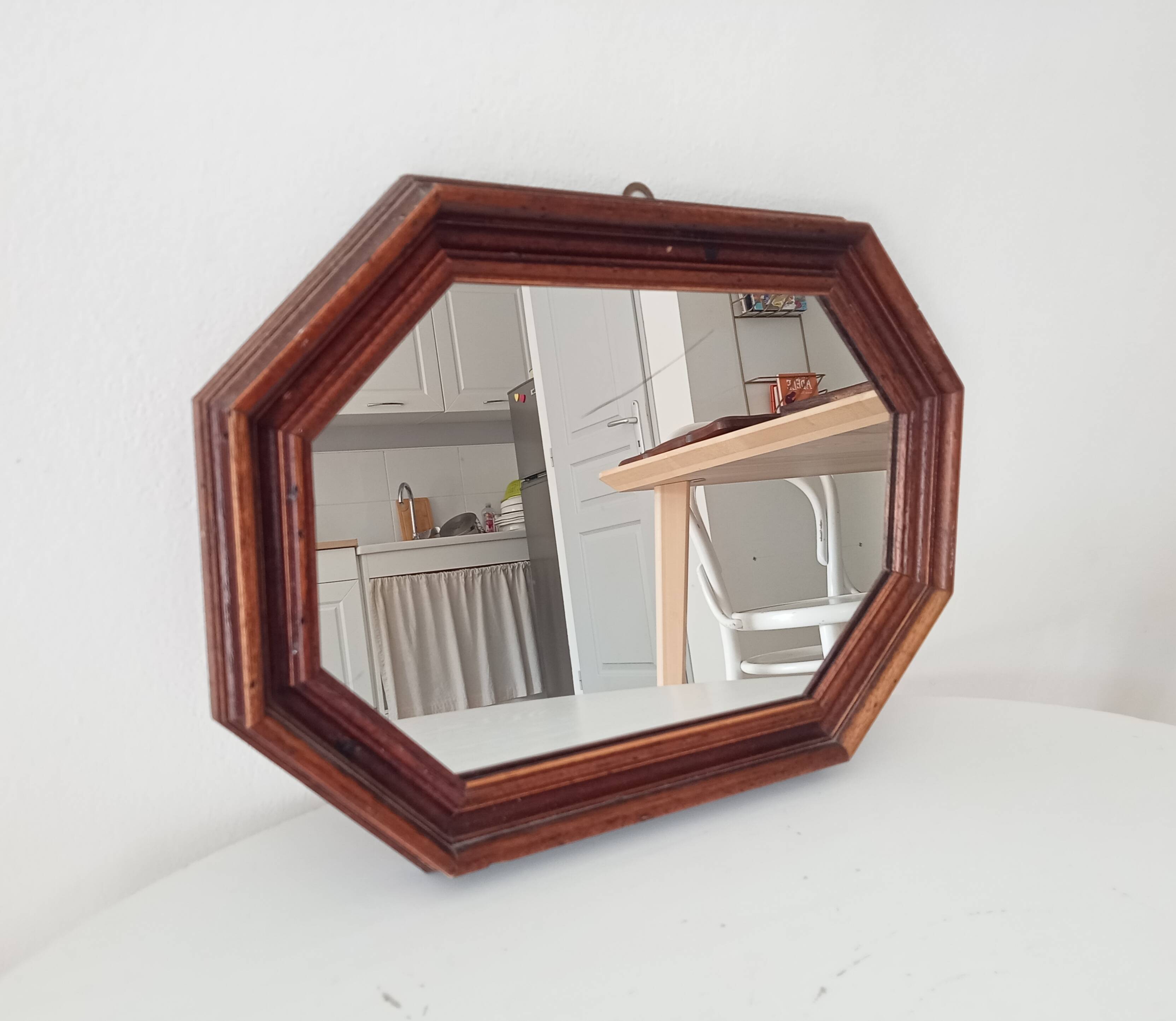 Vintage octagonal mirror from the 1960s.