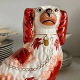 Staffordshire porcelain King Charles Cavalier dog in red, number 2, 19th century.