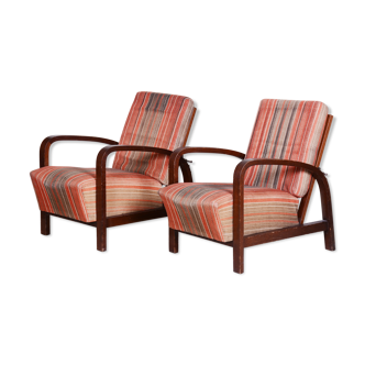 Salmon art deco armchairs - 1930s czechia