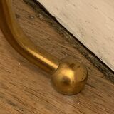 Brass tripod floor lamp with golden pompom lampshade 1960