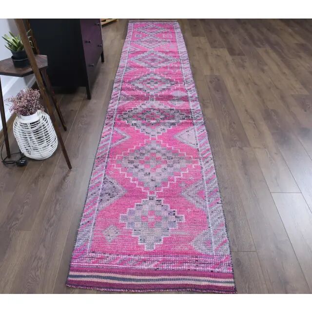 Vintage Turkish Handmade Wool Runner 79x420