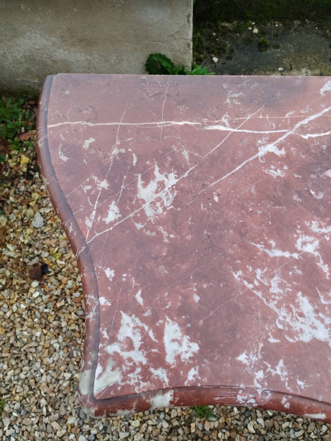 Louis xv style marble top marquetry chest of drawers