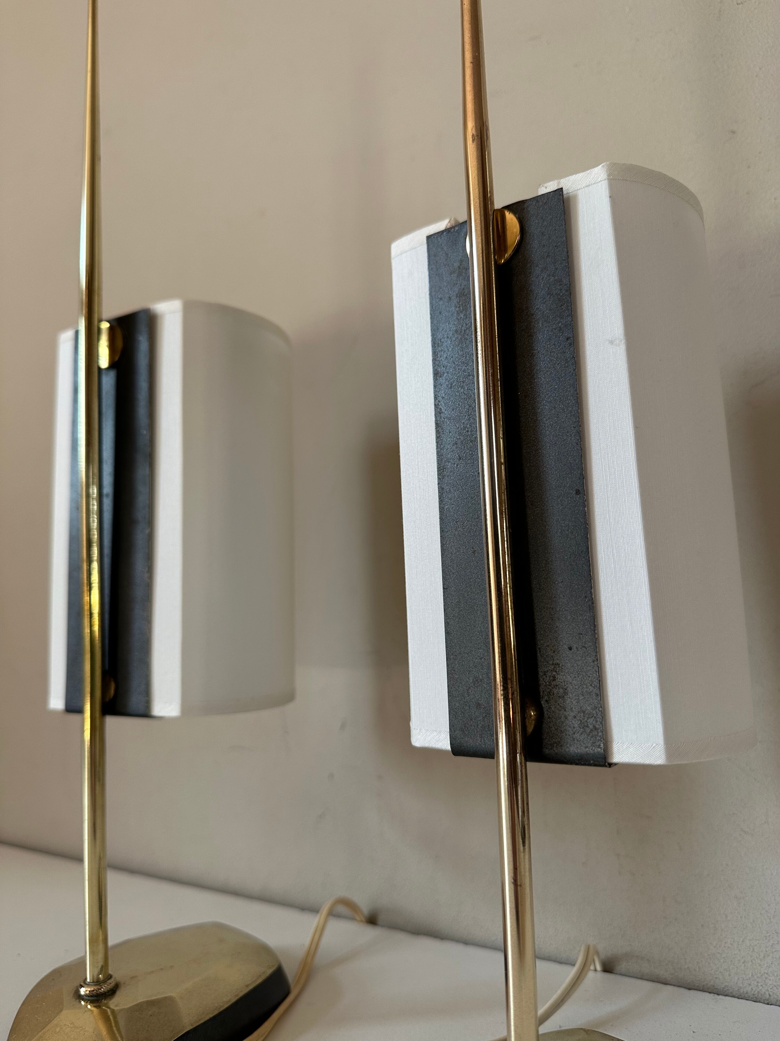 Pair of vintage brass lamps design 60 years