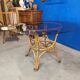 70s smoked glass and rattan table
