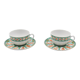 2 cups Christofle Oceana Green Ginkgo porcelain