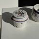 Small water butter dish in vintage earthenware with blue and orange floral patterns D10