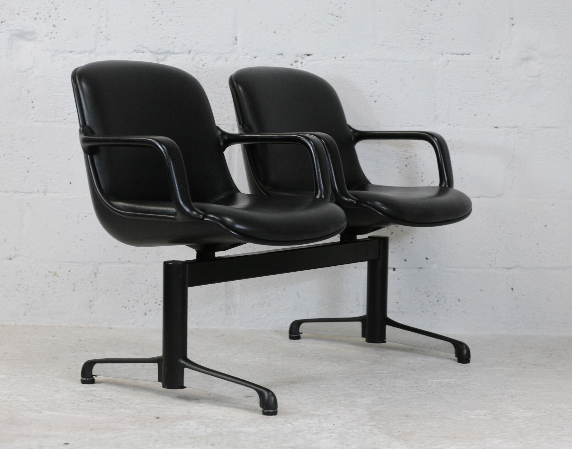 Bench imitation leather and steel, Italy, circa 1970
