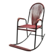 Vintage red metal rocking chair, graphic plastic cord with fan backrest, 1960s.