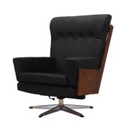 Fauteuil de bureau en cuir, design danois, années 1970, production : Danemark