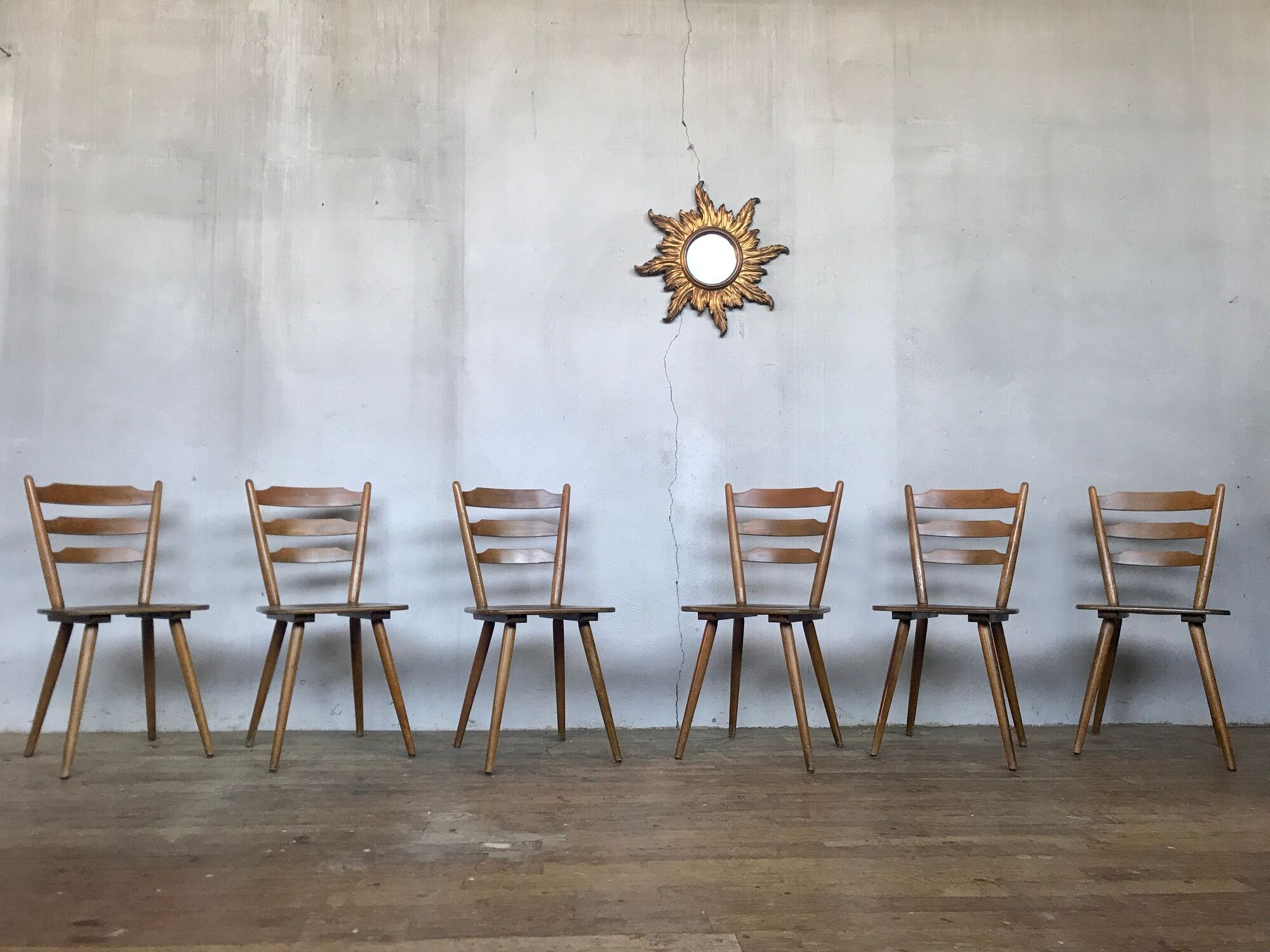 Series of 20 Scandinavian chairs or vintage wooden bistro