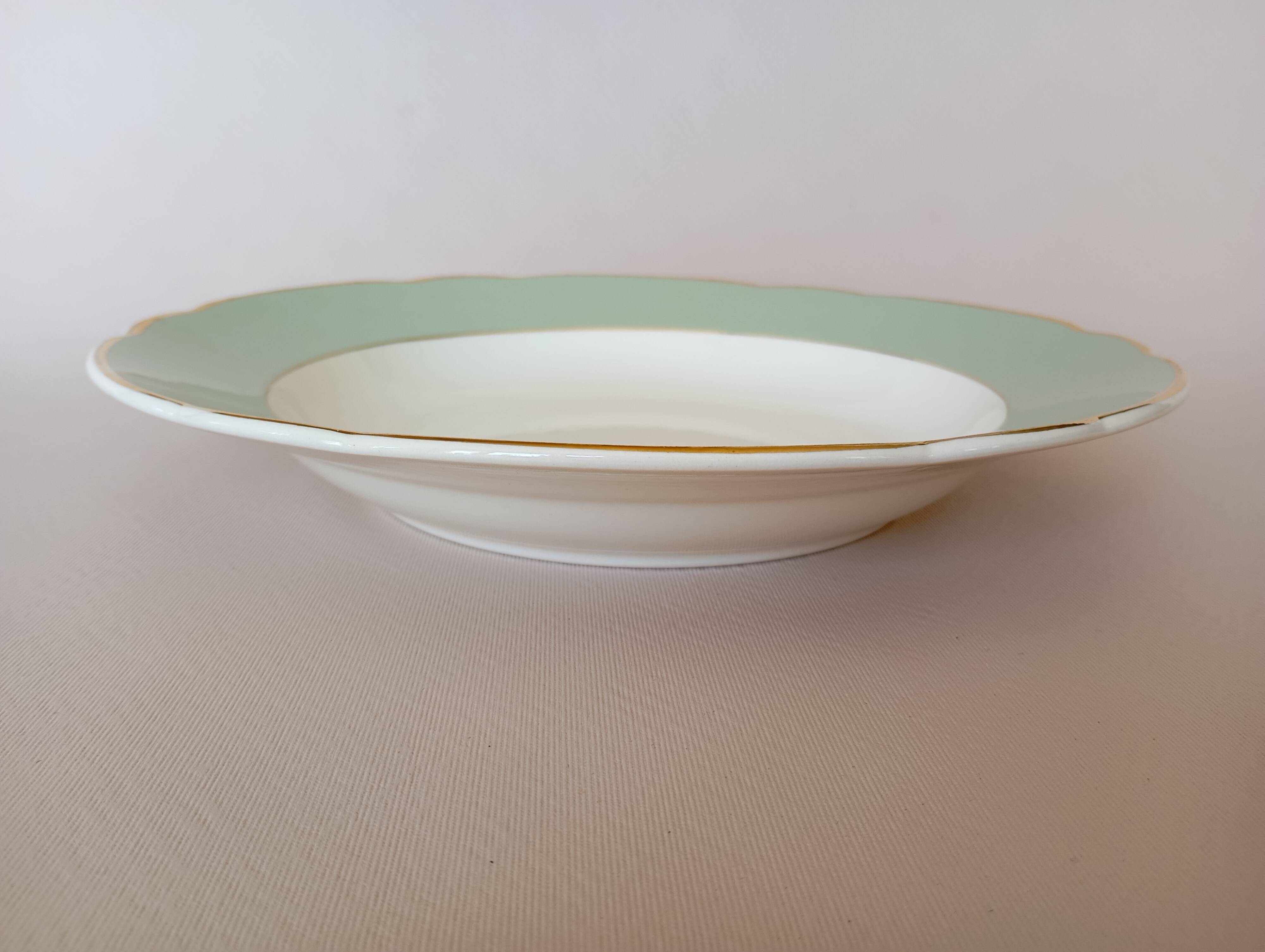 Villeroy & Boch Mettlach Celadon and Gold Deep Dish