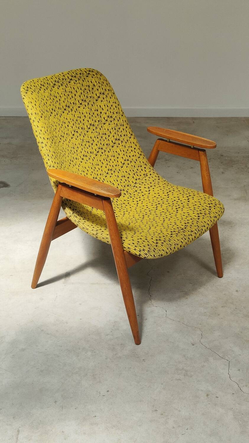 Pair of yellow and green resin and wood armchairs by Miroslav Navratil
