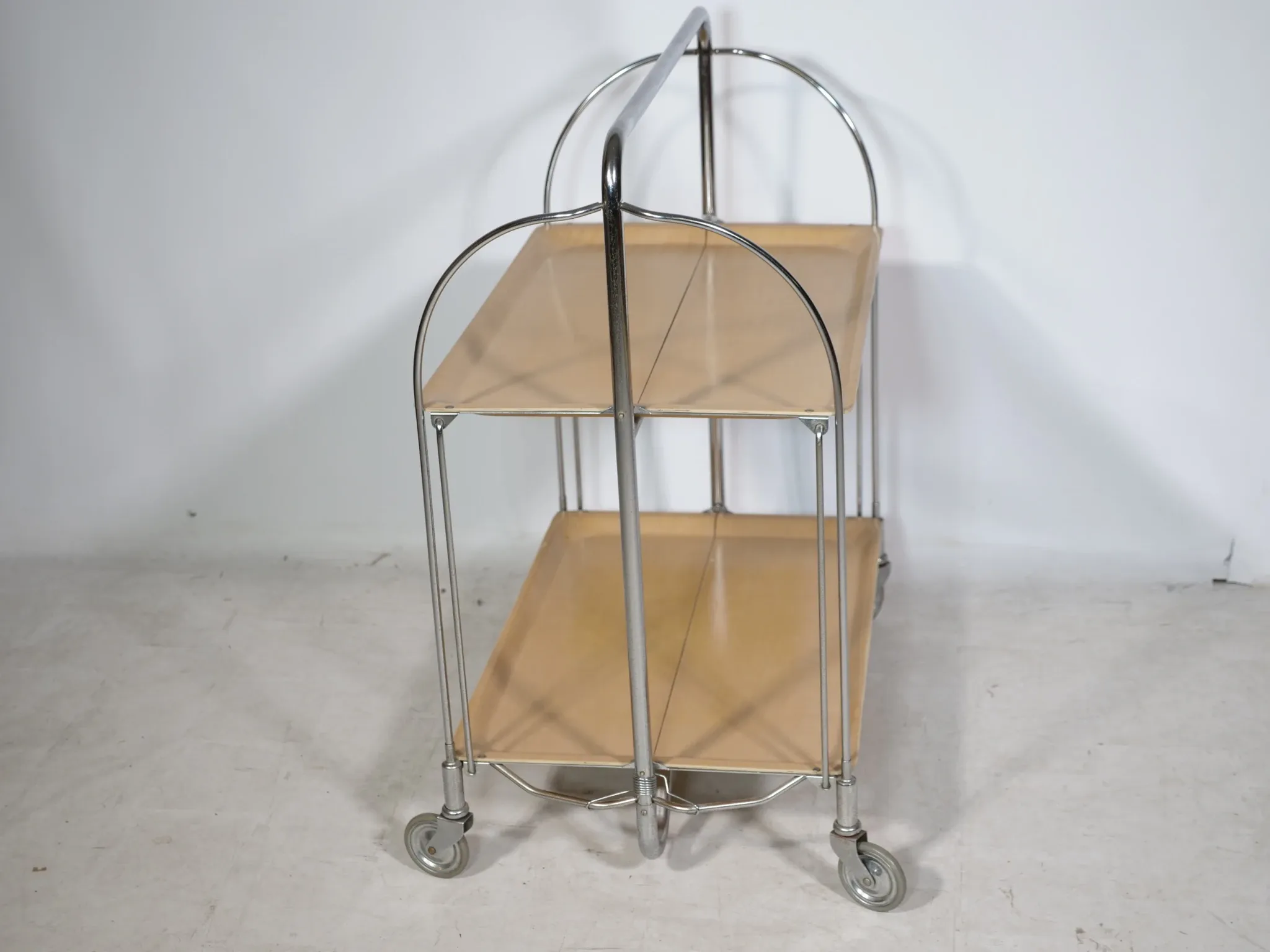 Mid Century Folding Serving Trolley in Chrome by Bremshey, 1960s