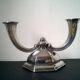Art Deco silver metal candle holder - candlestick