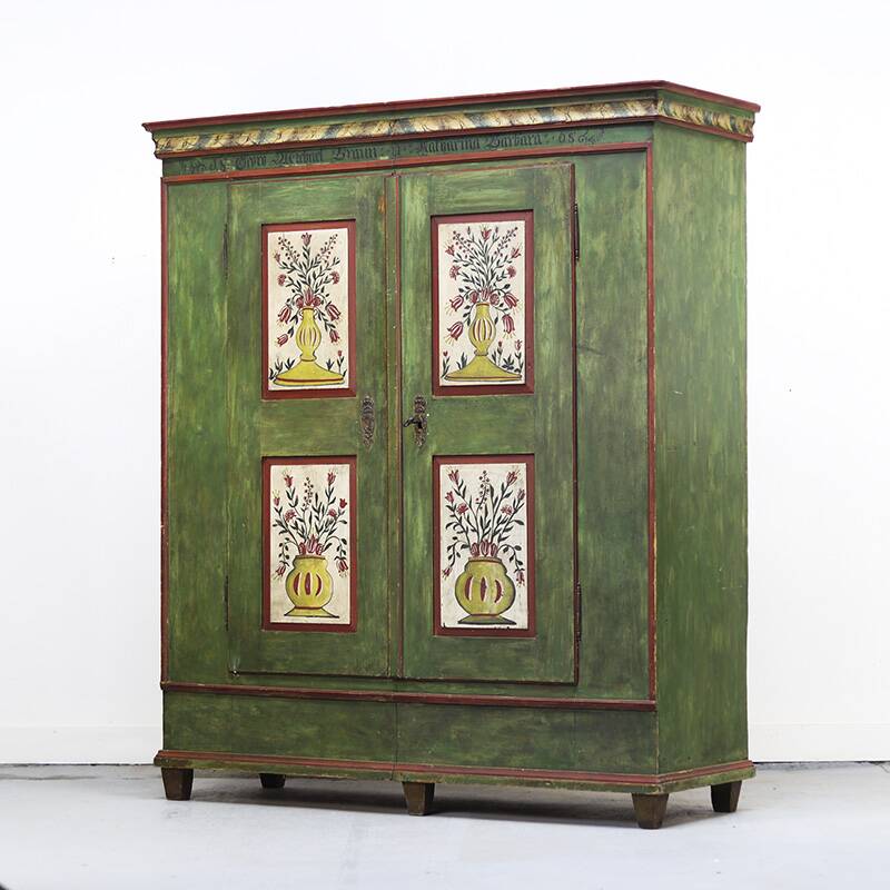 Cabinet de mariée peint d'art populaire, 1868