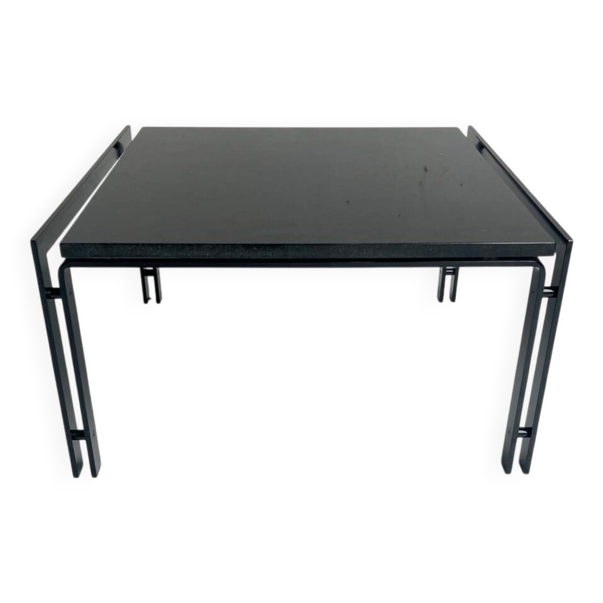 Black granite side table or coffee table from the 1980’s