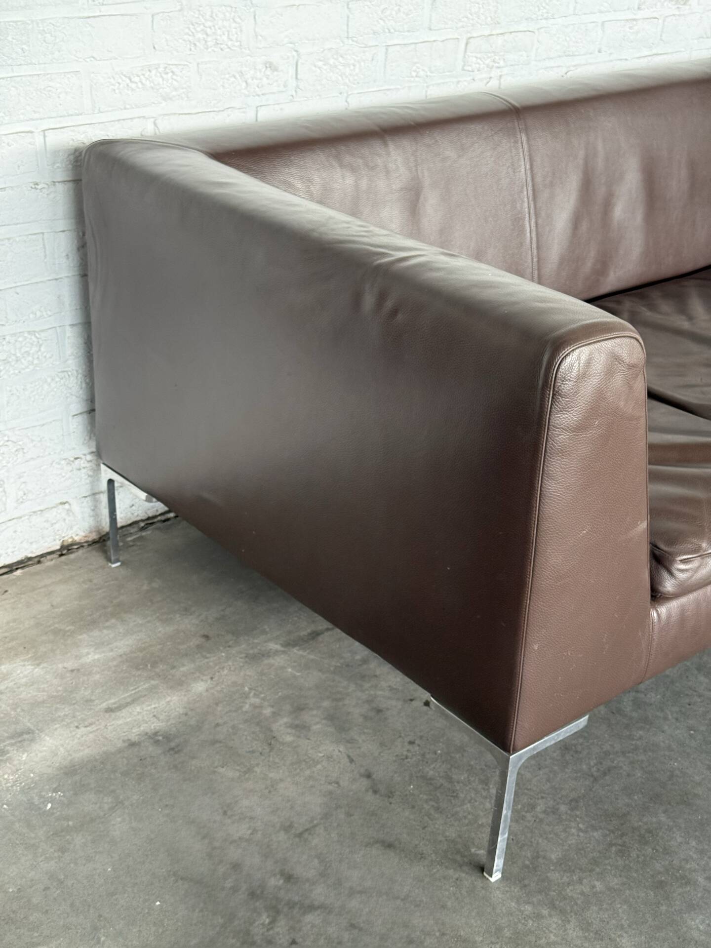 B&B Italia sofa “Charles” Leather Sofa with Matching Ottoma