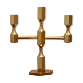 Vintage Swedish Three-Arm Brass Candleholder by Gusum, circa 1974