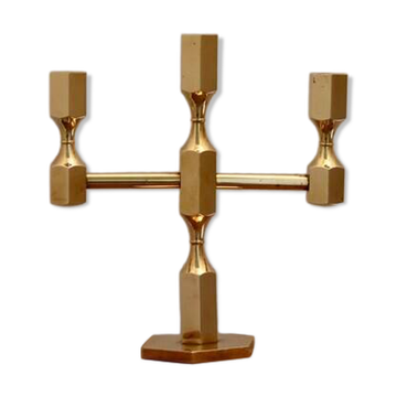 Vintage Swedish Three-Arm Brass Candleholder by Gusum, circa 1974