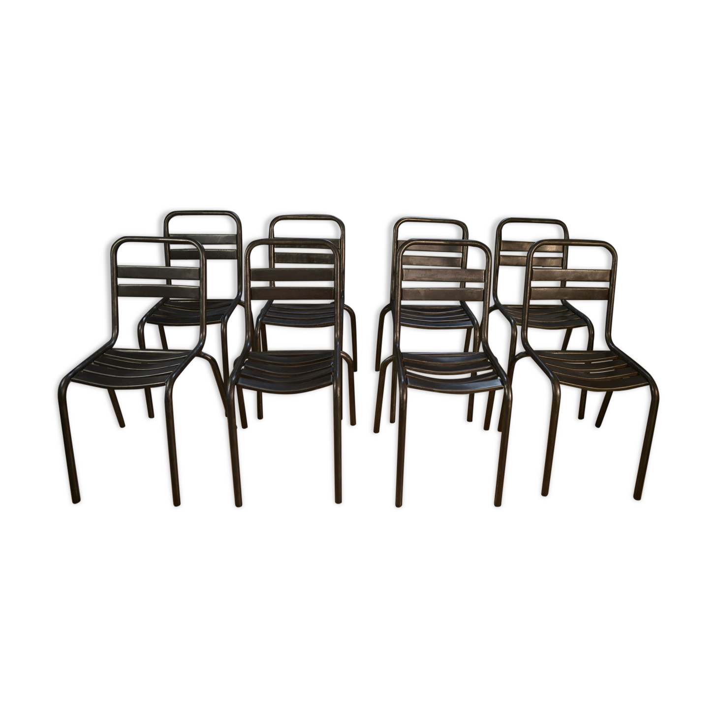 Set of 8 stackable 1950 metal chairs