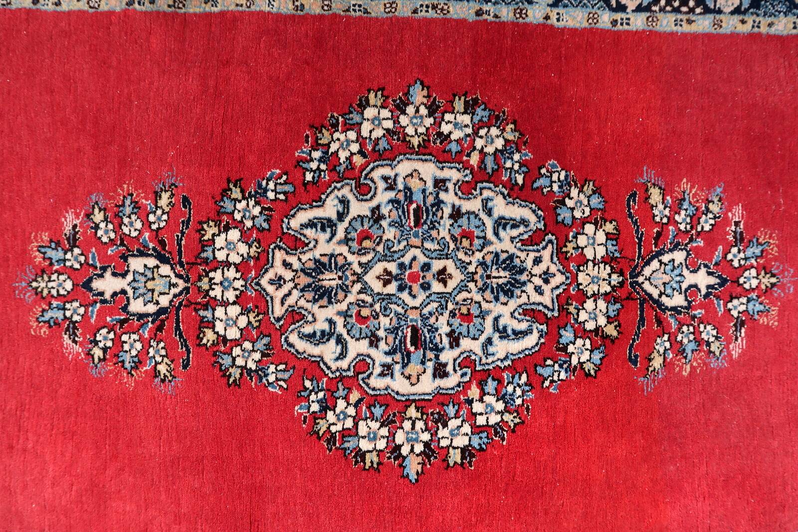 Tapis vintage fait main Tabriz 80 x 126 cm laine rouge vif - 1C1048