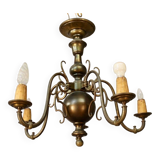 19th Century Dutch Bronze Chandelier with 5 Light Arms