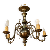Lustre hollandais 5 feux en bronze, XIXème s.