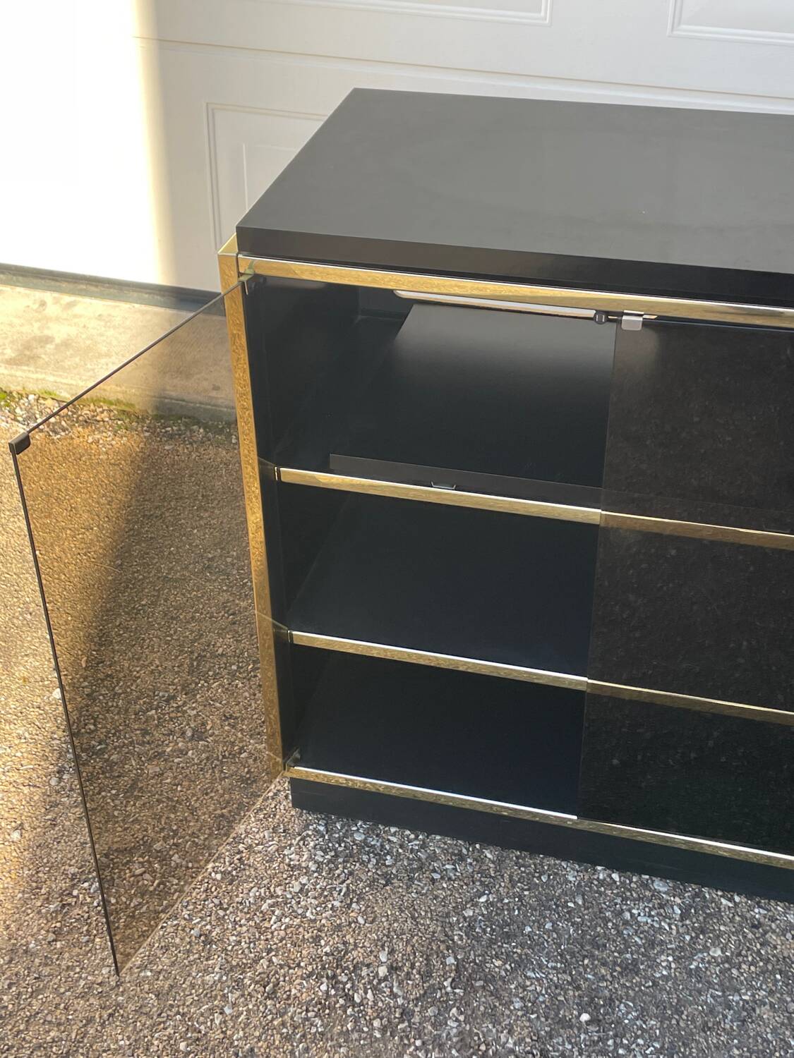 Vintage black and gold TV cabinet from the 70s/80s