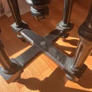 Napoleon III Piano Stool, French Red Velvet Ebonized Wood Accent Seat,