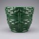 Cache-pot, Art Deco planter by Saint-Clément signed by Blanche Letalle in malachite green glazed ceramic.