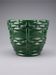 Cache-pot, Art Deco planter by Saint-Clément signed by Blanche Letalle in malachite green glazed ceramic.