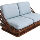 Canapé Mid Century Modern en bambou et cuir par Vivai del Sud