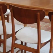 Set of 5 Scandinavian teak chairs from the 1960s, with curved backrest.