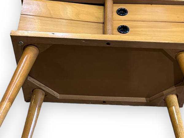 Travailleuse scandinave vintage en bois clair