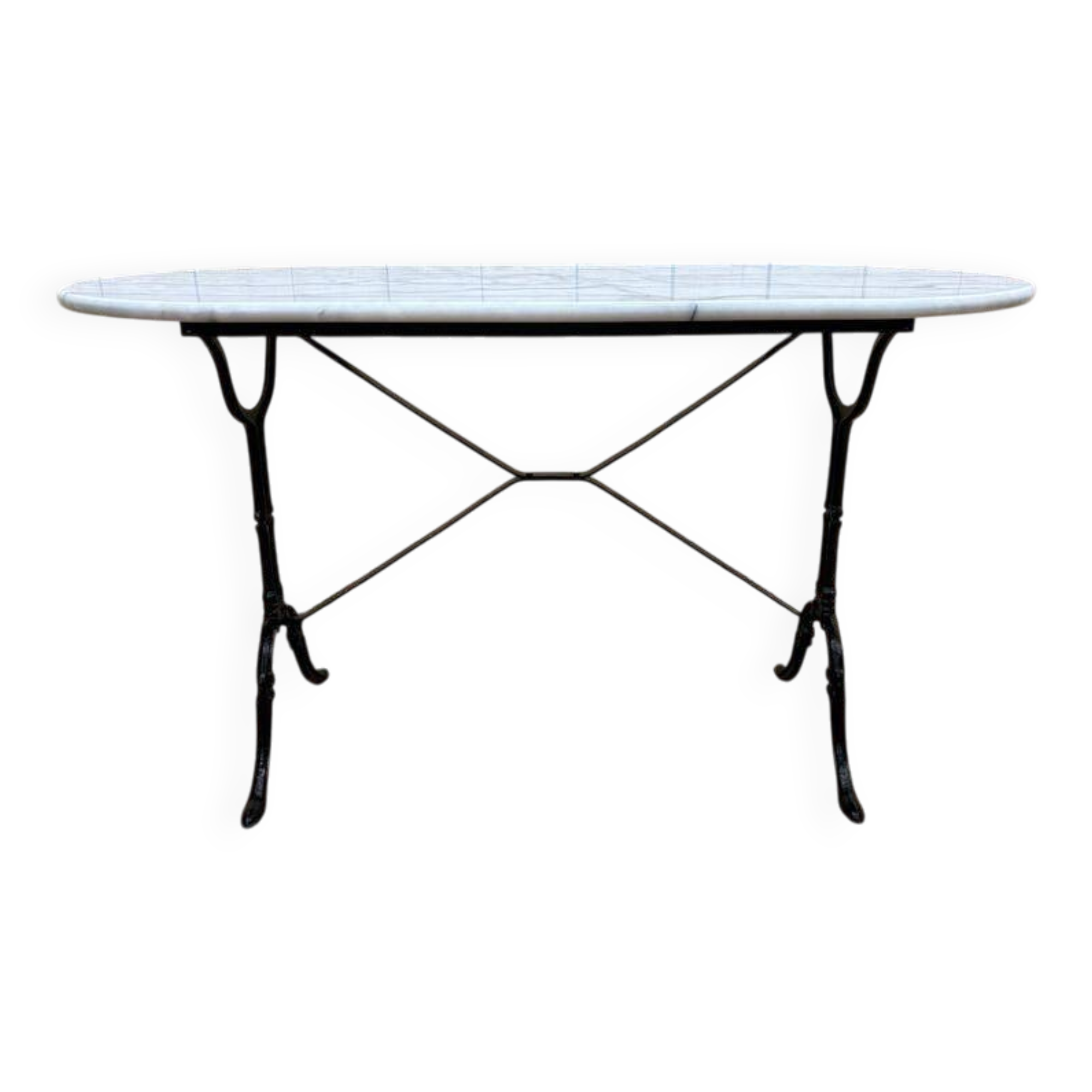 Table bistrot avec plateau ovale en marbre
