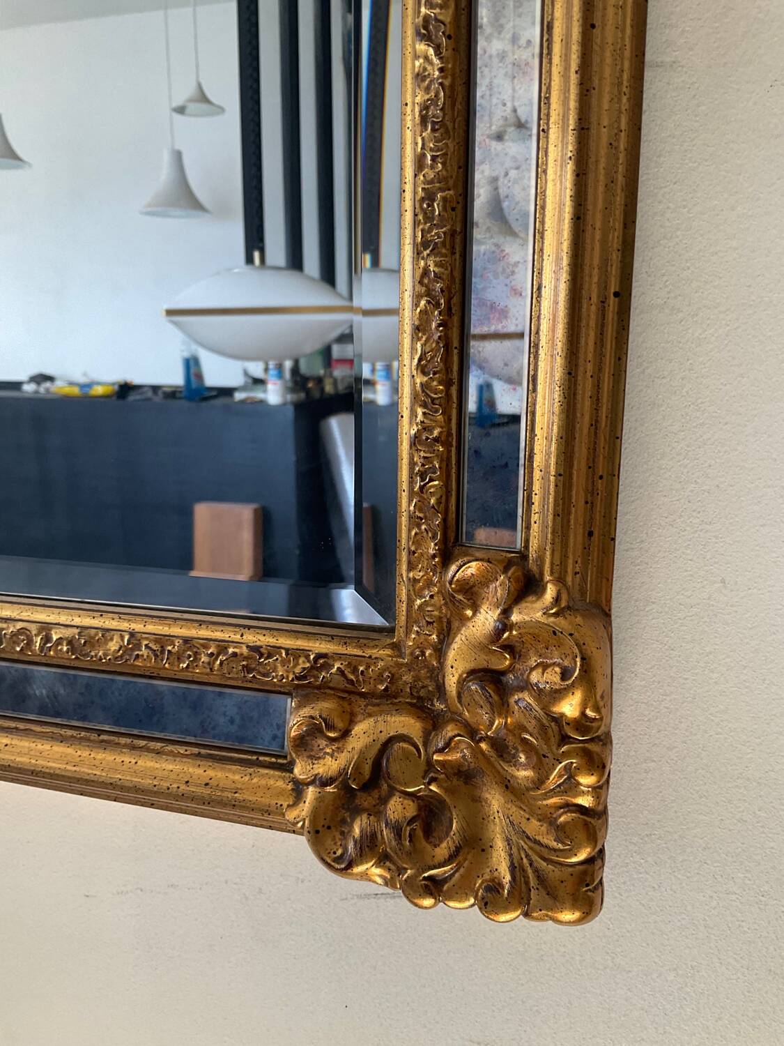 Deknudt gilded mirror with glazing beads from the 70s