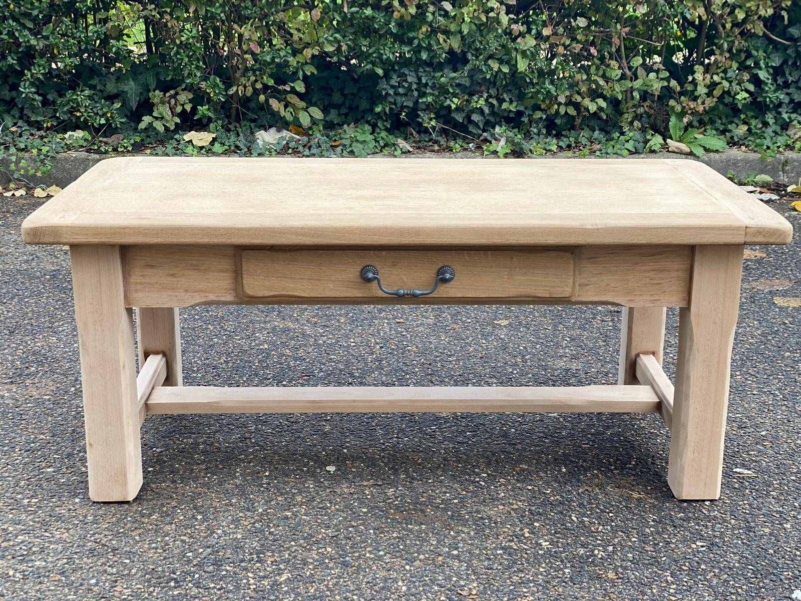 Renovated oak monastery farmhouse coffee table with drawer